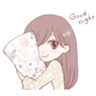 ✨ Good night buonanotte, assonnato, cuscino, carino, kawaii, ragazza telegram sticker