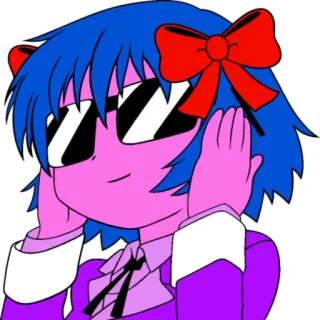 😎 Cartone animato, Anime, Cool, Occhiali da sole, Fiocco, Personaggio, Illustrazione, Adesivo telegram sticker
