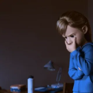 🤔 sad, child, girl, cartoon, emotional, upset telegram sticker