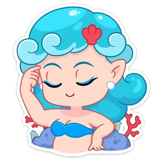 ☺️ putri duyung, imut, kartun, laut, samudra, karakter, stiker telegram sticker