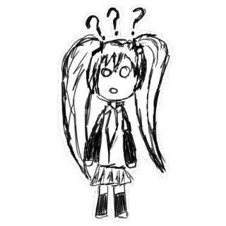 👌 アニメ, 漫画, クエスチョンマーク, アニメ, スケッチ, 女の子, イラスト, ドローイング telegram sticker
