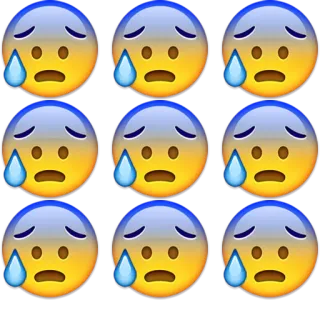 😰 Emoji, Triste, Llorando, Cara, Emoticono, Expresión whatsapp sticker