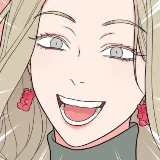 ♥️ desenho animado, mulher, sorriso, brincos de ursinho de goma telegram sticker
