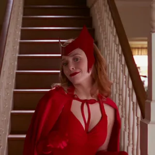 ☺️ Scarlet Witch WandaVision Алая Ведьма, ВандаВижен, Marvel, Персонаж, Элизабет Олсен, Супергерой, Сериал whatsapp sticker