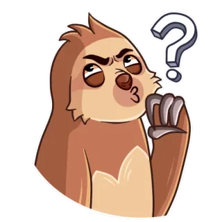 🤔 preguiça, pensando, pergunta, confuso, animal, desenho animado, adesivo telegram sticker