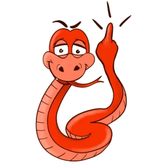 😏 serpent, doigt d'honneur, offensant, dessin animé, animal, geste whatsapp sticker
