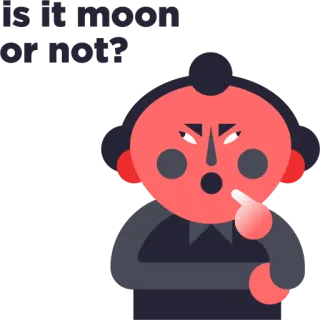 😛 Is it moon or not? lune, confus, pensée, question, doute, illustration, autocollant, inquiet, incertain telegram sticker