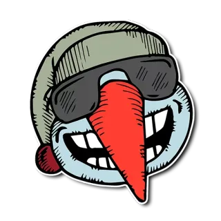 🤓 снеговик, зима, мультфильм, крутой, солнцезащитные очки, морозный telegram sticker