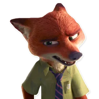😠 Nick Wilde Zootopia zorro, dibujos animados, animal, personaje, zootopia, nick wilde, disney telegram sticker