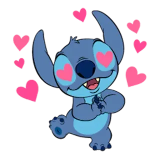 😍 Stitch Стич, сердечки, любовь, милый, мультфильм telegram sticker