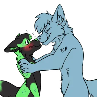 😳 YCH furry, anthro, wolf, canine, flirt, blush, ych, digital art telegram sticker