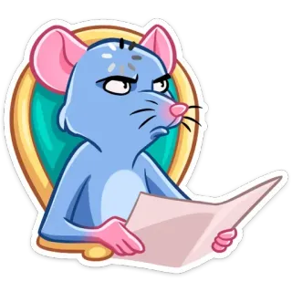 🤨 rat, dessin animé, souris, autocollant, lecture, animal telegram sticker