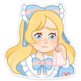 😭 chorando, triste, lágrimas, menina, emocional, fofa, adesivo telegram sticker