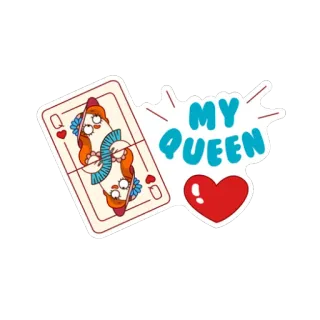 ❤ MY QUEEN reina, corazón, carta de juego, realeza, amor, dibujos animados, lindo telegram sticker