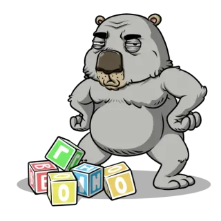 💩 BEHO หมี, บล็อก, การ์ตูน, สัตว์, ของเล่น, รัสเซีย telegram sticker