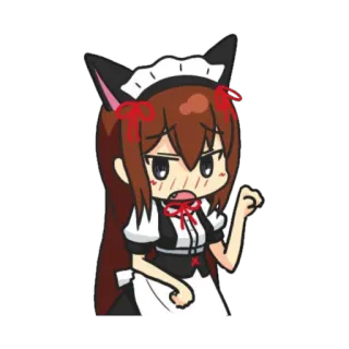😳 anime, maid, catgirl, sticker, cute, cartoon telegram sticker