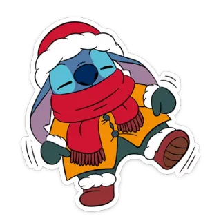 🧶 Stitch Stitch, Natale, Inverno, Cartone animato, Lilo & Stitch, Disney, Festivo telegram sticker