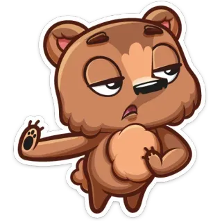 😒 niedźwiedź, kreskówka, zwierzę, naklejka, słodki, śmieszny telegram sticker