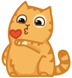 😘 кот, сердце, милый, поцелуй, оранжевый, животное telegram sticker