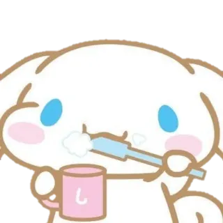 🌟 Cinnamoroll cinnamoroll, sanrio, kawaii, süß, hund, zähne putzen, zahnbürste telegram sticker