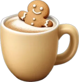 🤩 gingerbread, cookie, coffee, mug, drink, dessert, food telegram sticker