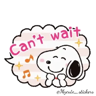 😃 Snoopy Can't wait Snoopy, esperando, dibujos animados, lindo, perro, Peanuts, animación telegram sticker