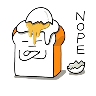 ✋ Toast, Oeuf, Nourriture, Petit déjeuner, Dessin animé, Mignon, Manga whatsapp sticker