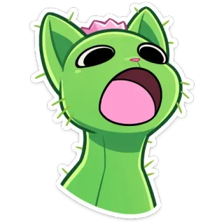 😮 chat, cactus, plante, dessin animé, drôle, mignon telegram sticker