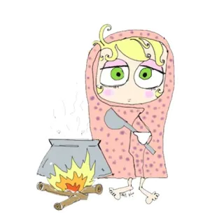 🍲 cartoon, blanket, cooking, soup, fire, pot, cold, illustration telegram sticker