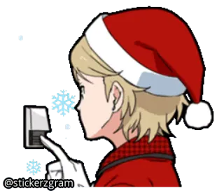 🎄 @stickerzgram navidad, invierno, anime, copo de nieve, gorro de santa, persona, dibujo animado telegram sticker