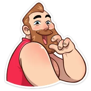 😀 homme, dessin animé, barbe, roux, souriant, amical whatsapp sticker