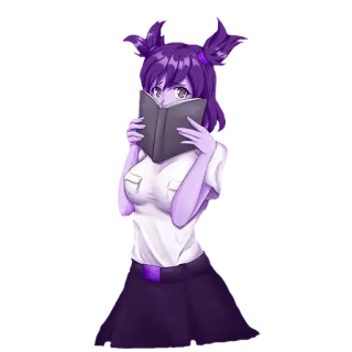 😮 อนิเมะ, ผู้หญิง, อ่านหนังสือ, หนังสือ, ตัวละคร, สีม่วง telegram sticker
