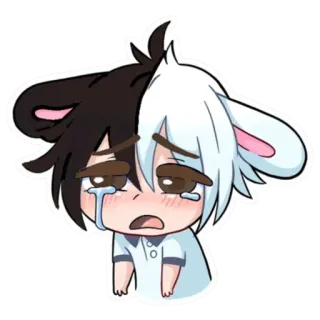 😭 만화, 애니메이션, 울음, 슬픔, 캐릭터, 눈물, 토끼 귀 telegram sticker