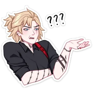 🤨 ??? domanda, anime, sticker, confuso, scrollata di spalle, personaggio telegram sticker