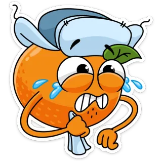 😭 orange, cartoon, sad, cold, winter hat, crying telegram sticker