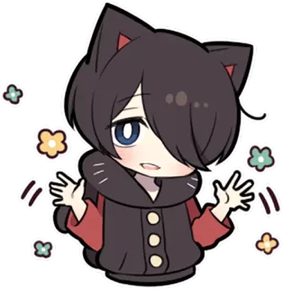 👋 Anime, Chibi, Katzenohren, Süß, Kawaii, Cartoon, Blumen whatsapp sticker