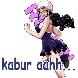 🏃‍♀️ Nico Robin One Piece kaburaahhh... Anime, Mangá, One Piece, Nico Robin, Correndo whatsapp sticker