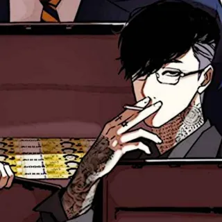⚖ курение, татуировки, очки, мужчина, сигарета telegram sticker