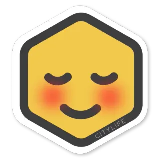 😊 CITYLIFE 絵文字, 黄色, 笑顔, 幸せ, 穏やか, 都市生活 whatsapp sticker