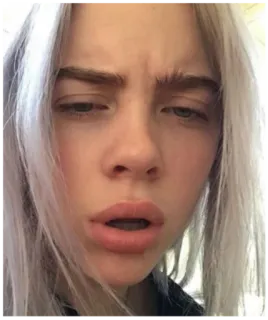 🤔 Billie Eilish 比莉·艾利什, 歌手, 肖像, 名人, 音乐人, 流行明星 telegram sticker