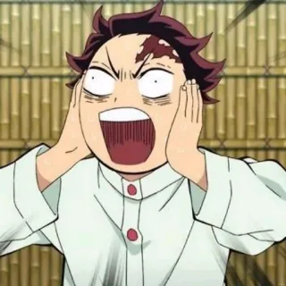 🌈 Tanjiro Kamado Demon Slayer anime, demon slayer, tanjiro, manga, shocked, surprised, cartoon telegram sticker