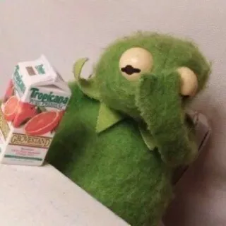 😣 Kermit the Frog kermit, meme, rana, succo, tropicana, burattino telegram sticker
