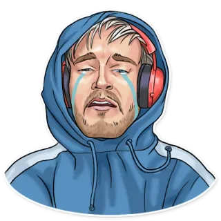 😭 PewDiePie PewDiePie, 哭泣, 伤心, 油管博主, 直播 telegram sticker
