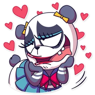 💖 Панда, Аниме, Милый, Сердечки, Мультфильм whatsapp sticker
