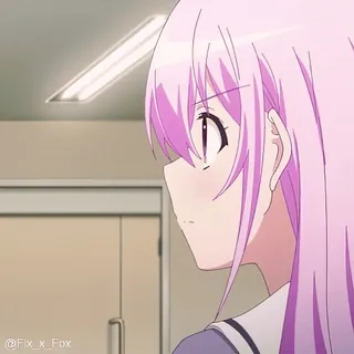 🤫 @Fix_x_Fox anime, tóc tím, cô gái, dễ thương, manga whatsapp sticker