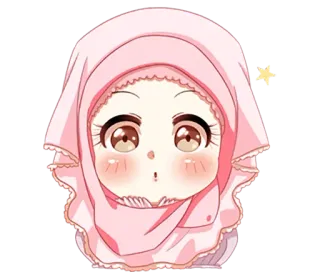 😮 Hijab, Anime, Mädchen, Rosa, Islam, Muslim telegram sticker