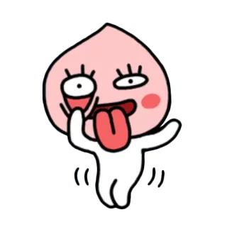 😜 pêssego, Kakao, Kakao Friends, desenho animado, engraçado, brincalhão, adorável telegram sticker