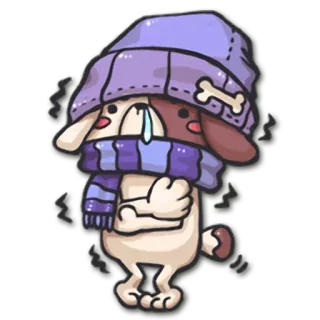 ❄ pies, zima, zimno, szalik, czapka, uroczy telegram sticker