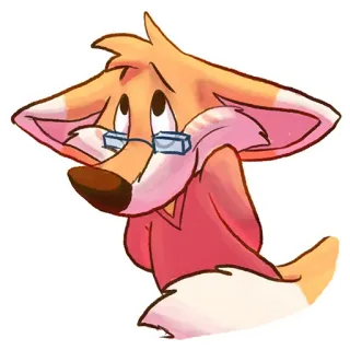 😣 anthropomorph, fuchs, brille, cartoon, charakter, orange, tier telegram sticker