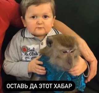 😌 ОСТАВЬ ДА ЭТОТ ХАБАР child, monkey, cute, russian telegram sticker